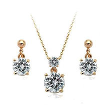 Fine AAA zircon jewelry set 18 carat gold earrings and necklace set guangzhou jewelry